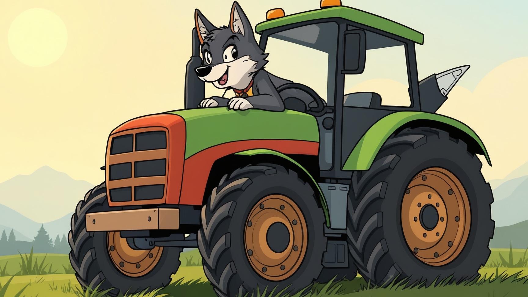 Песенка волк в тракторе катается