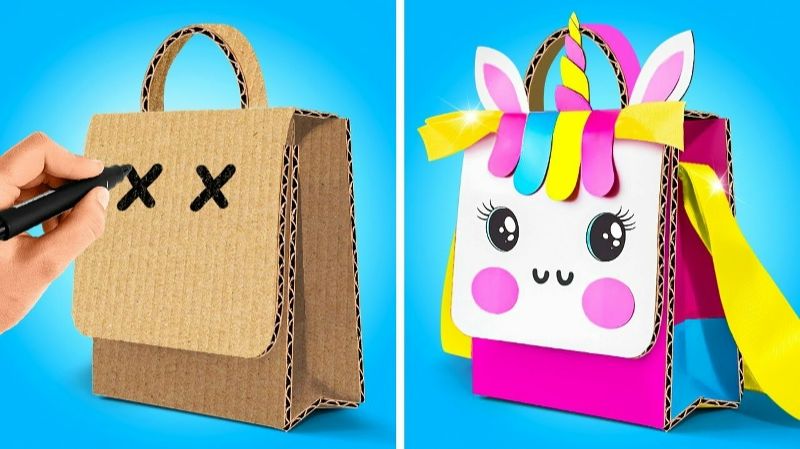 РЮКЗАК ИЗ КАРТОНА своими руками УДИВИТЕЛЬНЫЕ ПОДЕЛКИ РАДУГА ИЗ БУМАГИ!