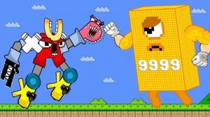 Mario + РОБОТ Alphabet vs GOLD 9999 Numberblocks ⚡