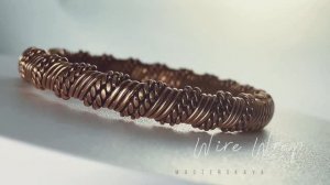 Кафф-браслет медный  Ручная работа WireWrap