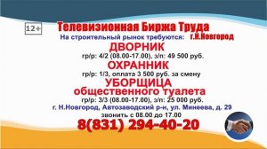 Нижнем Новгороде 13 - 23.04.2026 г. в 09.50, 16.50 - Телевизионная Биржа Труда на телеканале ВОЛГА
