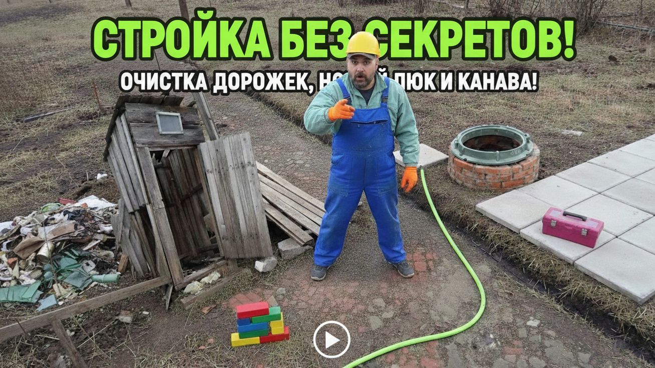 Чистим дорожки, убираем уличный туалет и устанавливаем канализационный люк!