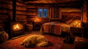 Атмосфера зимней хижины ❄️ Звуки снежной бури и камина для спокойного сна.