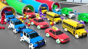 Мусоровозы полицейские машины школьные автобусы грузовики поднимаются в гору и спускаются по трубам