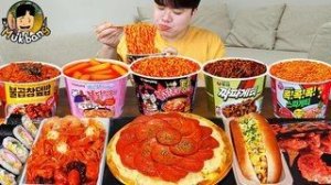 АСМР МУКБАНГ небольшой магазин, острый рамэн, хот-доги, кимбап, ттеокбокки !! Корейский магазин