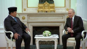 Владимир Путин проводит переговоры с президентом Индонезии Прабово Субианто.