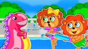 Маша и Леопольд. Водяной пистолет против динозавра - Мультик для детей