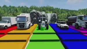 Грузовик Маккуин для перевозки грузовиков - Лежачие полицейские против машин и поездов