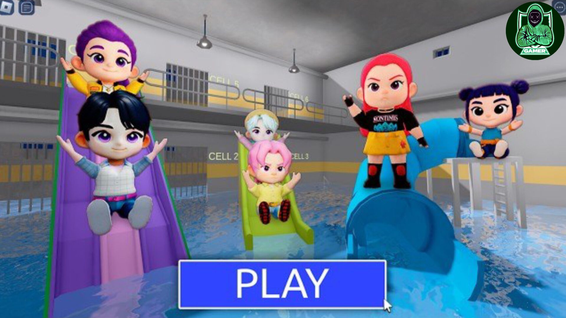 МАЛЫШИ из группы K-POP в АКВАПАРКЕ! БАРРИ СБЕЖАЛ ИЗ ТЮРЬМЫ! #roblox #obby