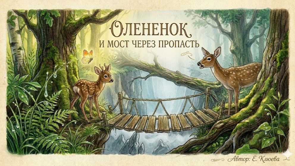 Оленёнок и мост через пропасть (О преодолении страха и вере в себя). Автор: Е.Клюева