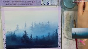 Как нарисовать акварелью лес в синих монохромных цветах. Полная версия