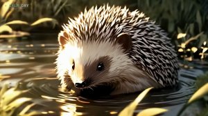 Еж в пруду — спокойная анимация природы
