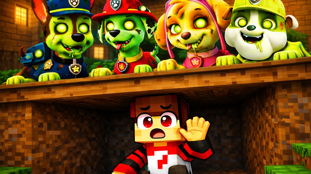 СПРЯТАЛСЯ под ДОМОМ ОТ ВСЕХ ЗОМБИ СРАЗУ СКАЙ, ГОНЩИК, МАРШАЛ в МАЙНКРАФТЕ!