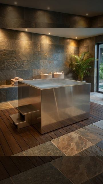 🔥 Новинка 2026 года! Квадратная купель из цельного метала #купель #дизайнинтерьера #проект