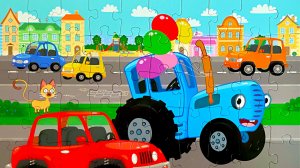 Синий трактор по полям пазл 🧩 Видео для детей и малышей | Детям | мультики с игрушками