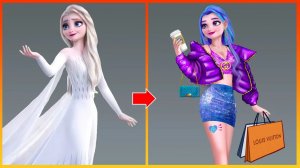 Эльза из Холодного сердца магическое превращение - Раскраска для детей