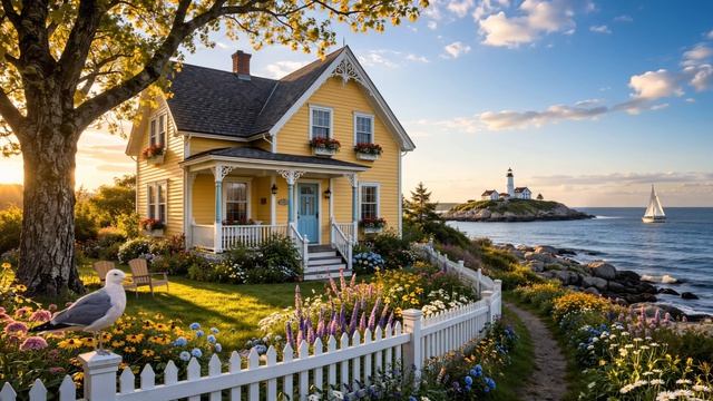 Ментальное Путешествие к Уютному Океана. Звуки волн, чаек и ветряных колокольчиков.