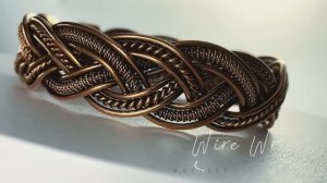 Кафф-браслет медный  Ручная работа WireWrap