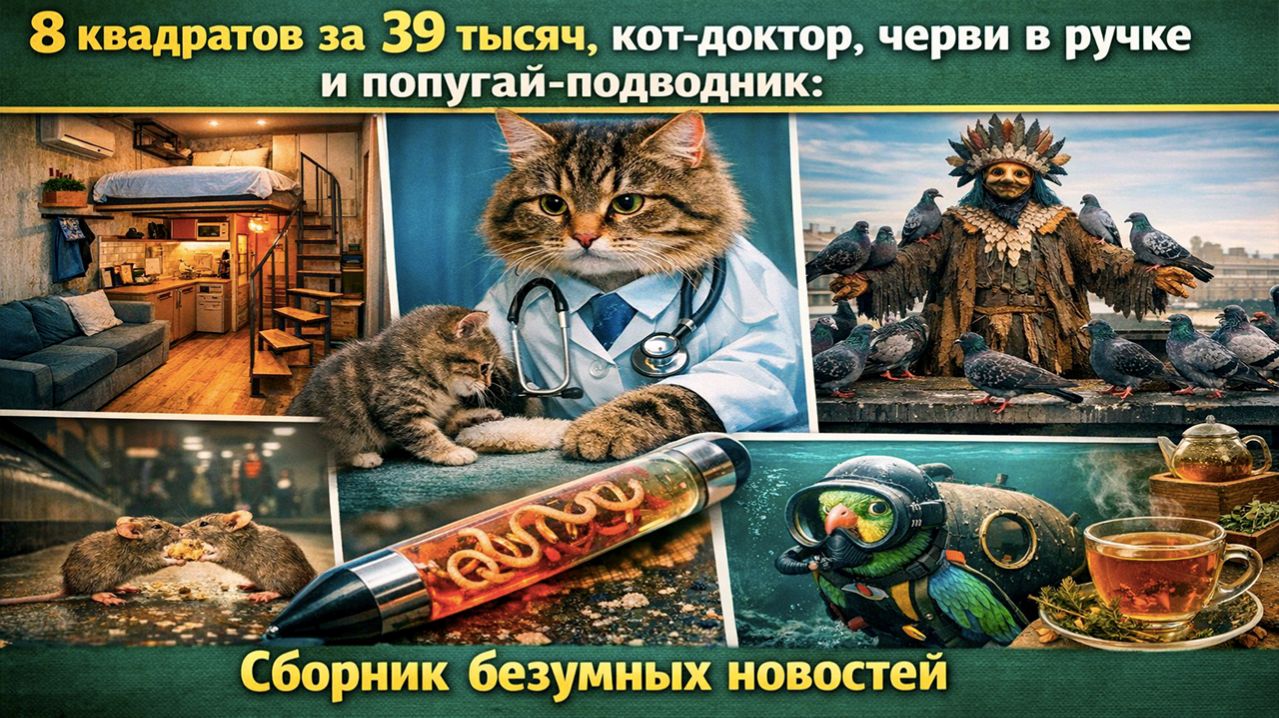 39 тысяч за 8 квадратов! Кот-доктор, черви в ручке и попугай-подводник — вы такого ещё не видели!