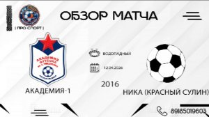 12.04. Летнее первенство Академия-1 - Ника(Красный Сулин) (1:6) 2016 г.р. Водопадный