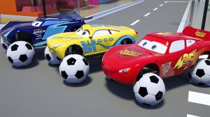 Диснеевские Тачки 3 Маккуин колеса обновления Мака - Изучаем цвета с помощью футбольных мячей
