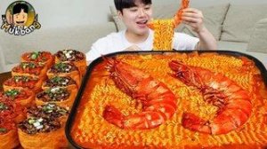 АСМР МУКБАНГ острая лапша Рамён, кимбап, кимчи рецепт ! принимать пищу