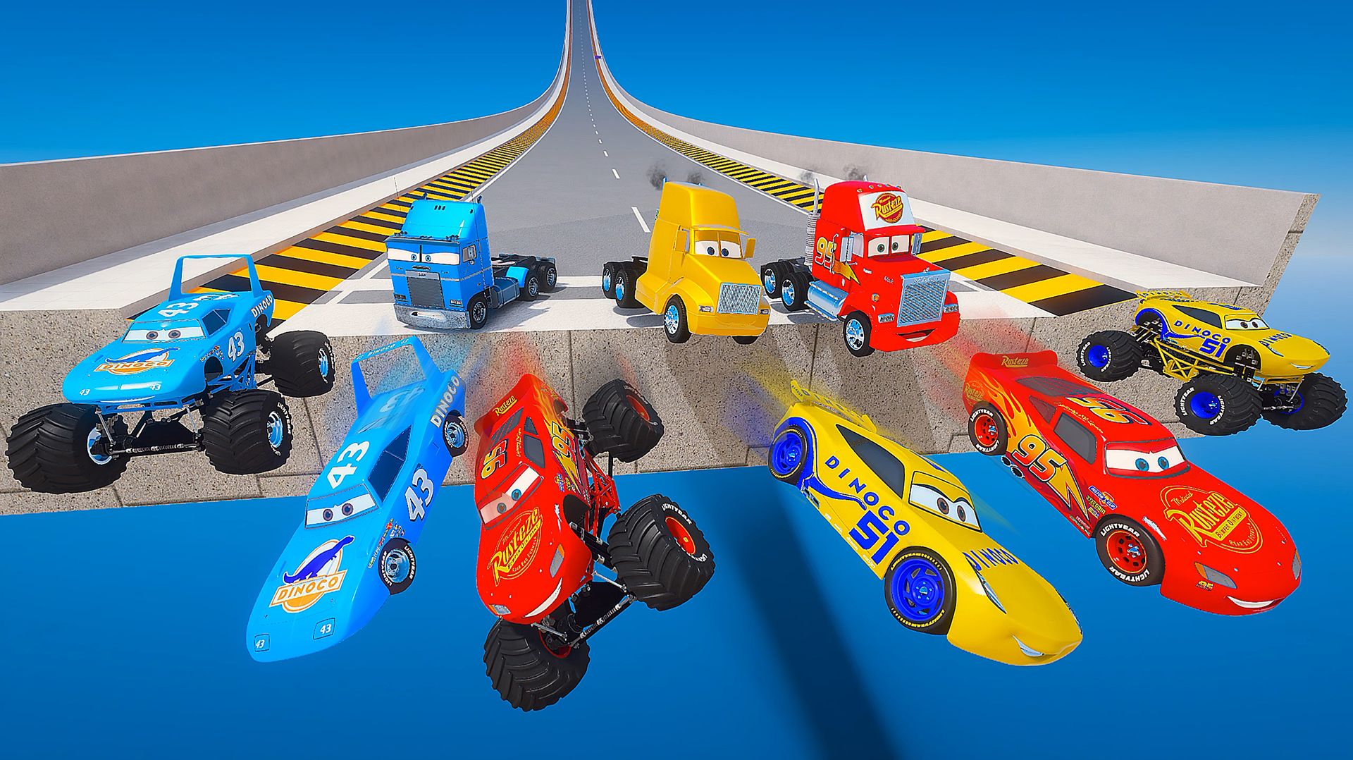 МакКуин VS Монстр-Трак Cars и Грузовиков Тройной Челлендж — Маквин Кинг Круз Мак и друзья