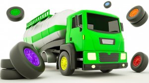 Соберите машинку-монстра из разноцветных деталей - Веселая обучающая песенка