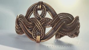 Кафф-браслет медный Ручная работа WireWrap