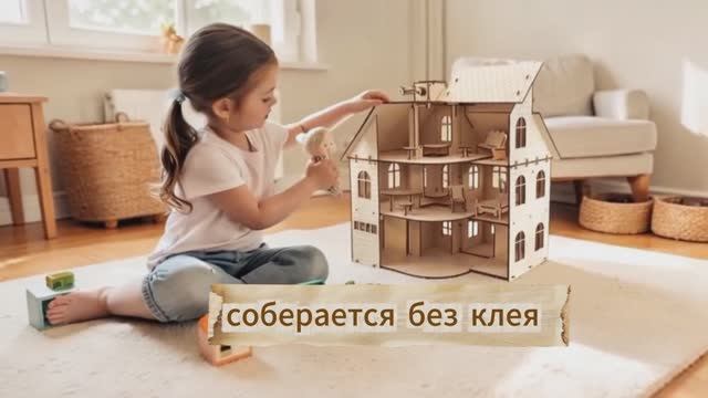 Деревянный конструктор - Раздвижной кукольный дом с лифтом от EWA