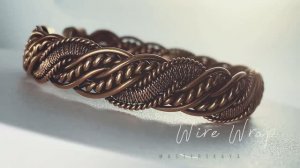Кафф-браслет медный  Ручная работа WireWrap