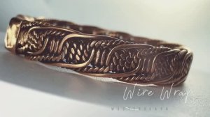 Кафф-браслет медный  Ручная работа WireWrap