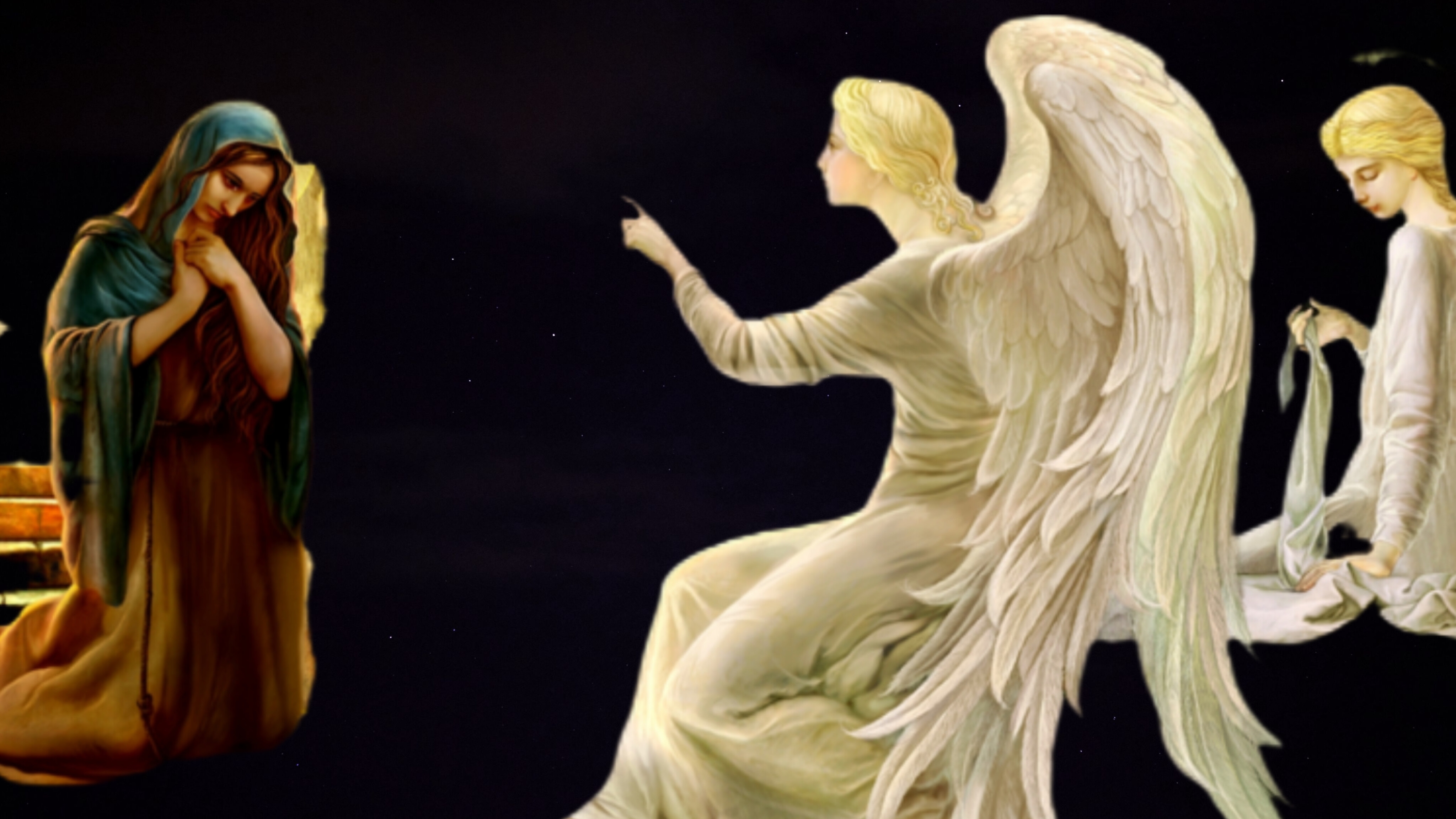 МАРИЯ СТОЯЛА У ГРОБА И ПЛАКАЛАНАКЛОНИЛАСЬ ВО ГРОБ И ВИДИТ ДВУХ АНГЕЛОВ В БЕЛОМ ОДЕЯНИИ..