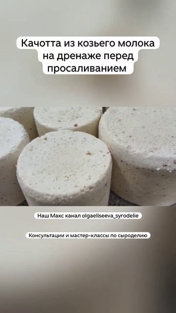 Качотта из козьего молока на дренаже перед просаливанием / 