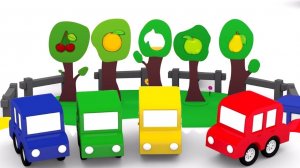 4 машинки - Развивающие мультики для детей - Фруктовый сад