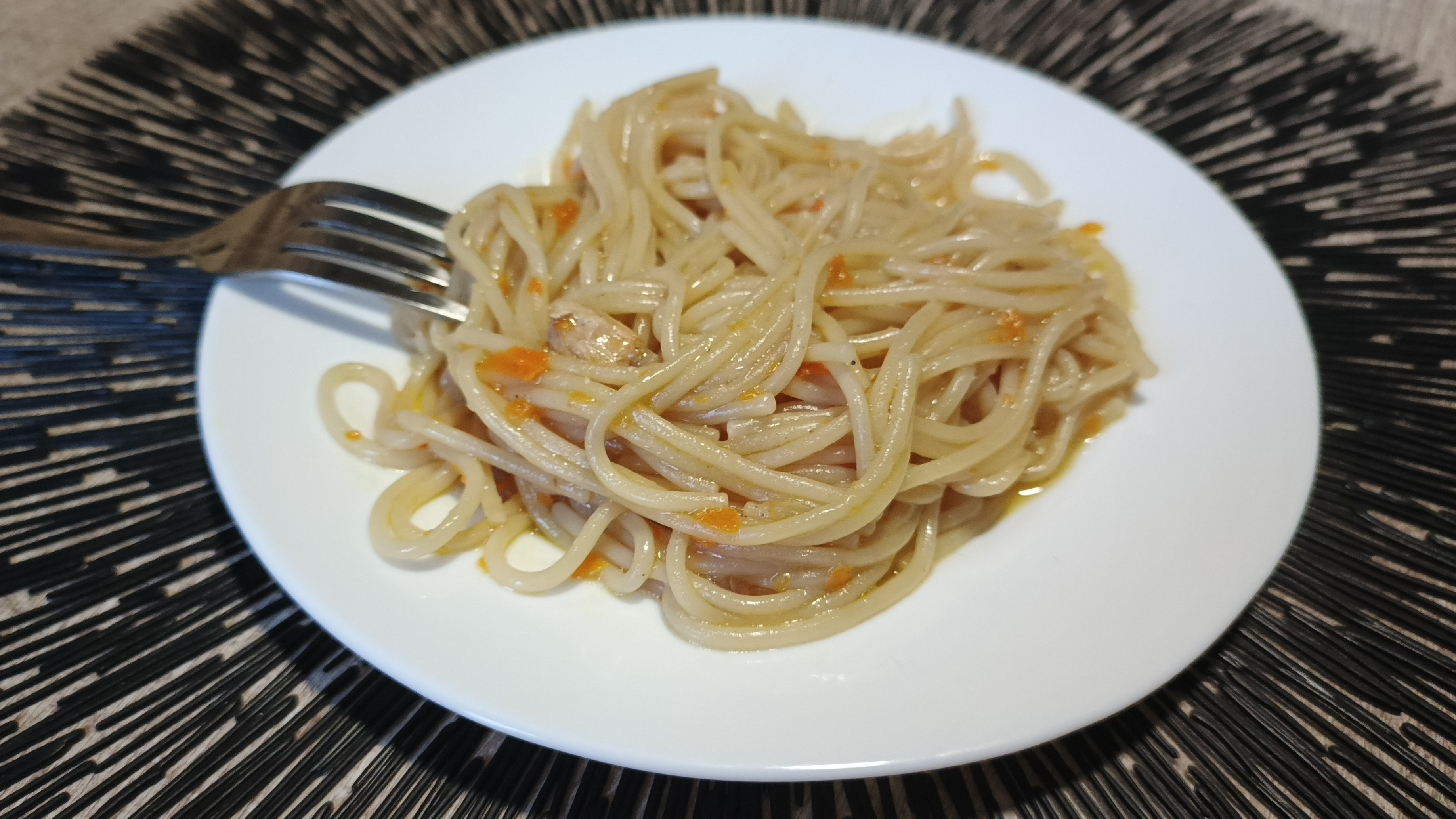 Быстрый ужин. Спагетти с мясом на сковороде