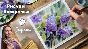 Как нарисовать сирень акварелью. Простой способ с ватными палочками!