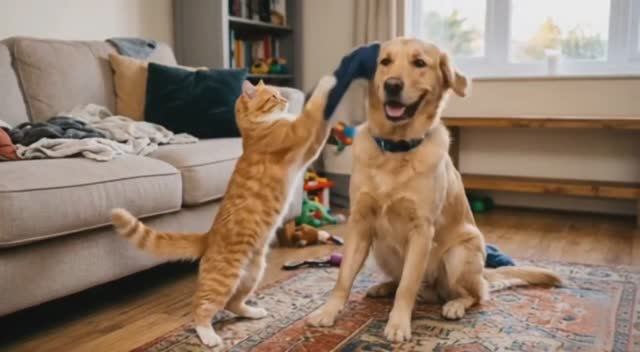 Прикол между кошкой и собакой. Смотри и смейся!