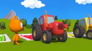 Котенок Котэ - Разноцветные тракторы - Новые развивающие мультики - Учим цвета!