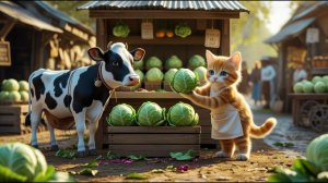 Мама-кошка падает во время сбора капусты 🌿😿 | Котёнок везёт её в больницу и готовит с любовью 🐾🍲