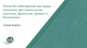 Осень без обострений: как травы помогают при тонзиллитах, циститах, бронхитах, тревоге и бессоннице