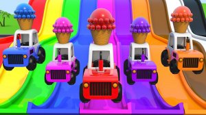 Обучающие видео для детей, цвета для детей, раскрашивание машинок из цветных шаров, 3D-трасса