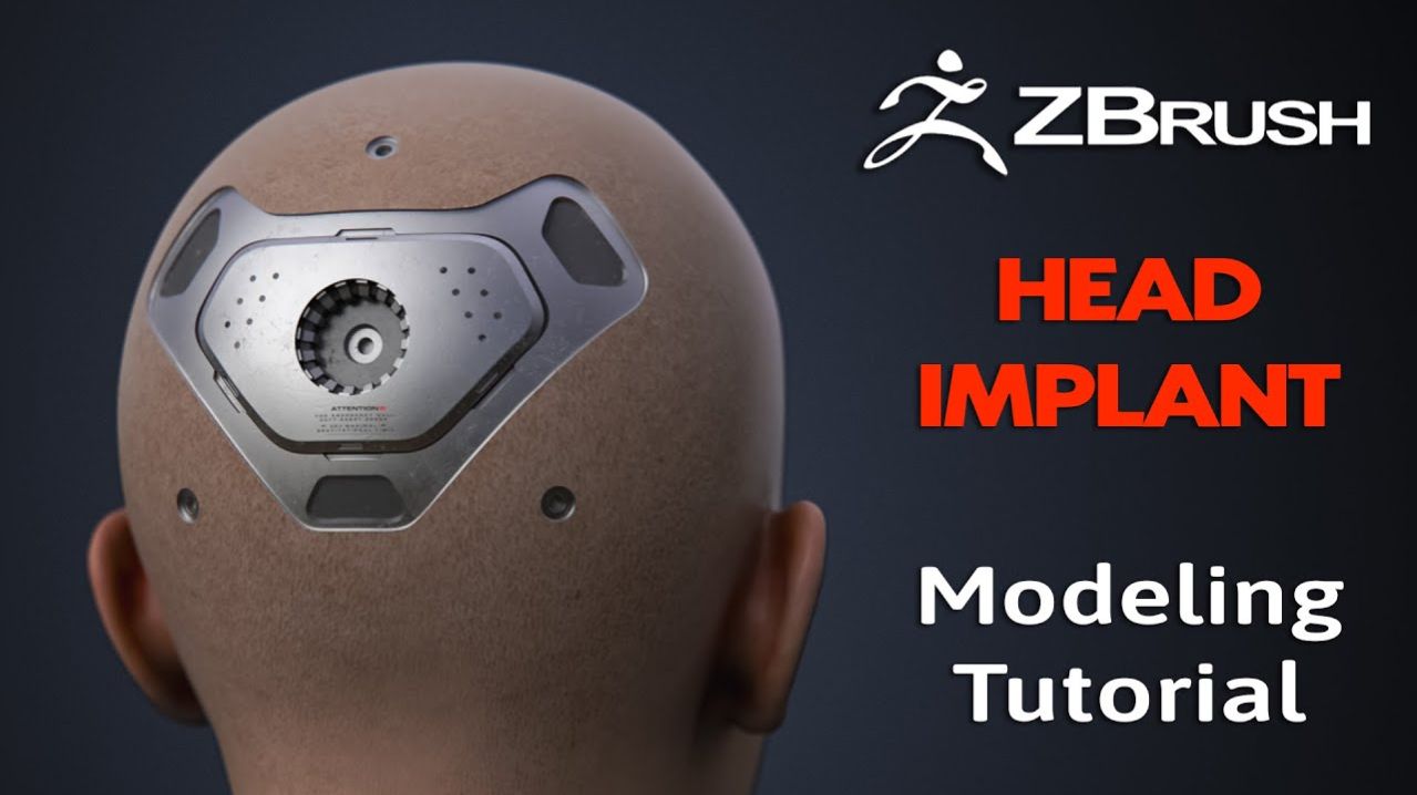 Создаём киберпанк-имплант для головы в ZBrush — от блока до финальных деталей!