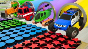 Изучайте геометрические фигуры с помощью машинок с необычными колесами, катящихся вниз по склону