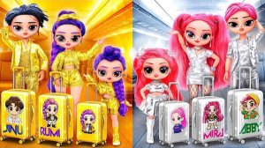 K-Pop Семья в золотом и серебряном самолёте! 10 поделок для кукол L.O.L.