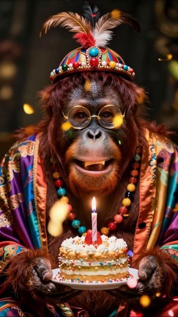 С днём рождения, удивительная обезьяна! #обезьяна #деньрождения #веселье