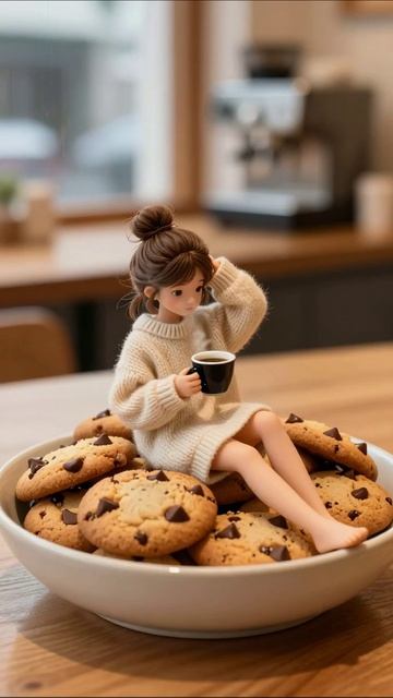 Уютный момент с печеньем и кофе #уют #печенье #куклы