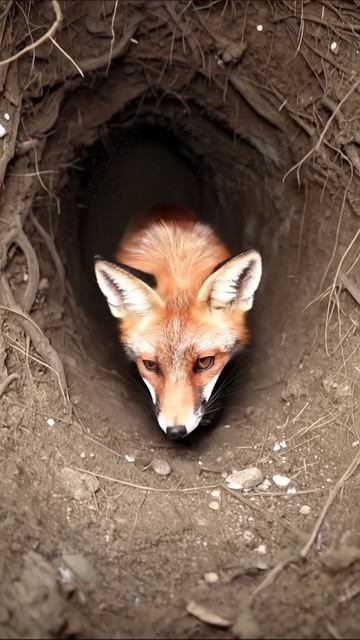 Лиса выходит из норки #природа #дикиеживотные #лисички