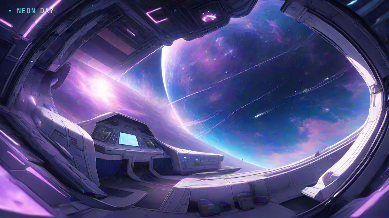 Космический иллюминатор ночью — космическая фоновая анимация