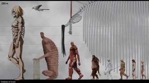 Сравнение размеров Attack on Titan в 2D | Аниме-стиль, 4K (60 кадров в секунду)